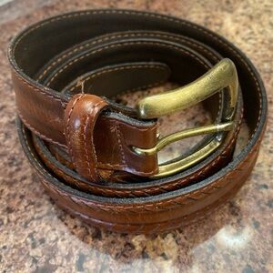 Leather belt men's 38 Full grain cowhide 1 Inch wide Brown classic Casual